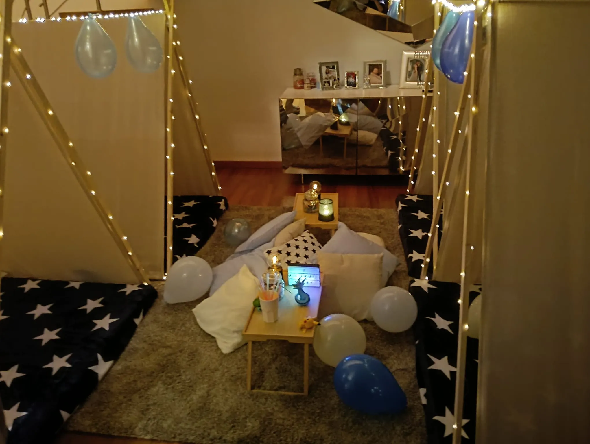 Tenda decorata per pigiama party bambini